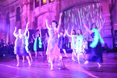The neon lights and a dancing crowd at the ball in 2010