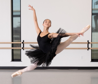 a person in a tutu jumping in the air